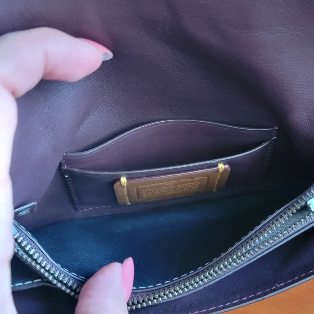 Coach 23536 1941 Tea Rose Applique Gray Leather Wristlet Clutch